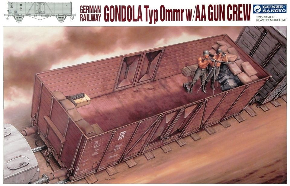 Gunze Sangyo German Railway Gondola Typ Omar w/AA Gun Crew Ref G-787 Escala 1/35