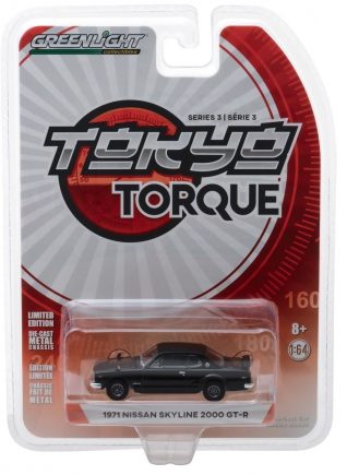Greenlight 1971 Nissan Skyline 2000 GT-R Tokyo Troque 3  Black Escala 1:64