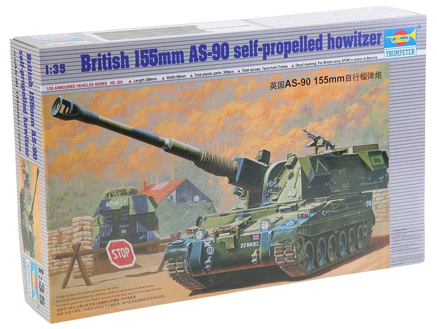 Trumpeter British 155 mm As-90 Self Propelled Howitzer Ref 00324 Escala 1:35