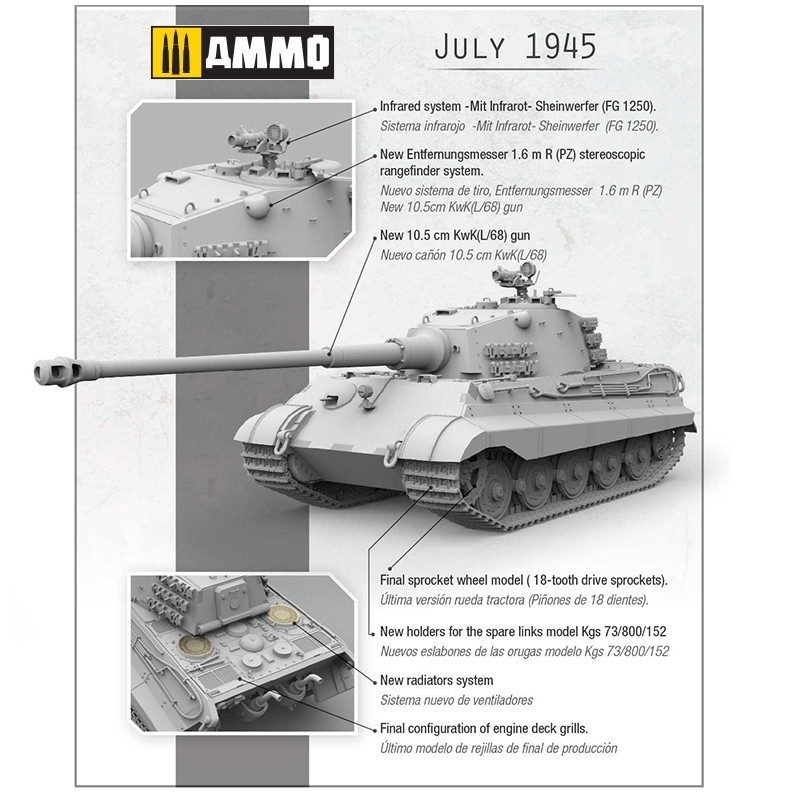 Ammo KING TIGER 2 en 1 Panzerkampfwagen Tiger Ausf. B. Torre Henschel
