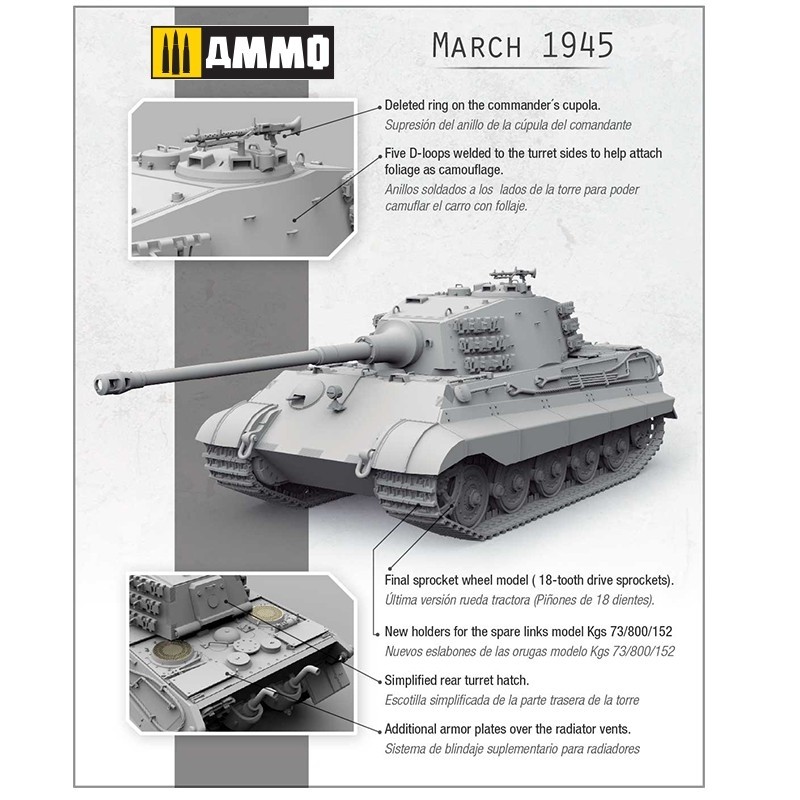 Ammo KING TIGER 2 en 1 Panzerkampfwagen Tiger Ausf. B. Torre Henschel