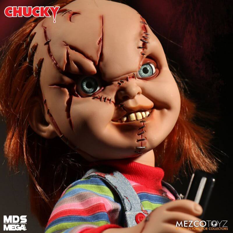 Talking Scarred Chucky Bride of Chucky Mezco Designer Series Mega Scale
